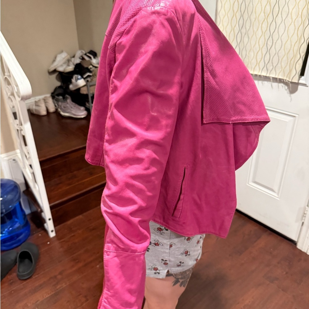 Rare Neimen Marcus Pink Women's leather Jacket sz.XL - Picture 9 of 11
